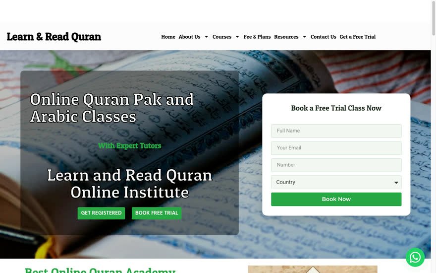 Learn & Read Quran homepage