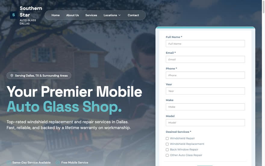 Southern Star Auto Glass homepage